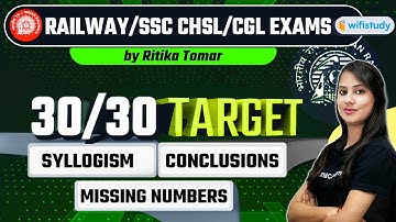 7:15 PM - SSC CHSL/CGL/RRB NTPC/GROUP D | Reasoning by Ritika Tomar | Target 30/30 (3 Topics)