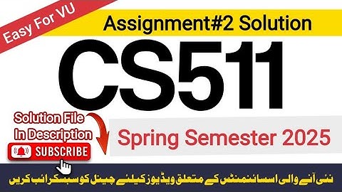 CS511 Assignment 2 Solution | Spring 2025 | 100% Correct + Explained | Easy for VU