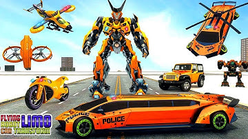 Flying Limo Robot Car Transform Game 2022 - Android iOS Gameplay