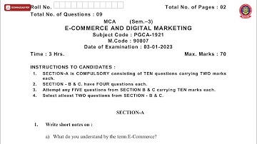 MCA 3RD SEM E COMMERCE AND DIGITAL MARKETING JAN 2023 | PTU