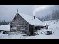 hiding in abandoned log cabin from extreme cold