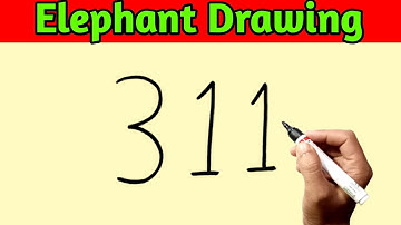 How To Draw Elephant From Number 311 / Elephant Drawing Easy Video / Easy Elephant Drawing Tutorial