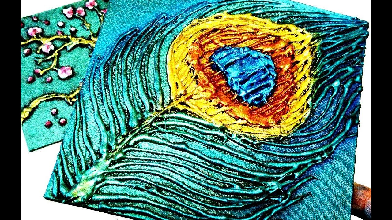 Как нарисовать объёмную картину с помощью термоклея и красок - YouTube