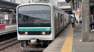 JR東日本E501系ｶﾂK752編成が回送電車として何も鳴らさず水戸駅6番線を発車する動画（2023.11）