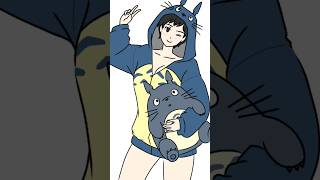 Grown up Satsuki x Totoro plushie #digitalart #anime #artprocess #fanart #ibispaintx #studioghibli