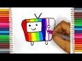 How to draw and color rainbow tv, easy drawing for toddlers and kids