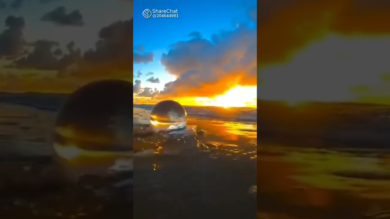 Water ball rolling on sea