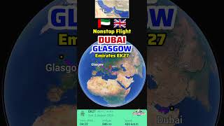 Dubai to Glasgow Flight Route with Emirates EK27
