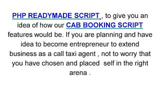 Cab Booking Clone Script - PHP Readymade Script