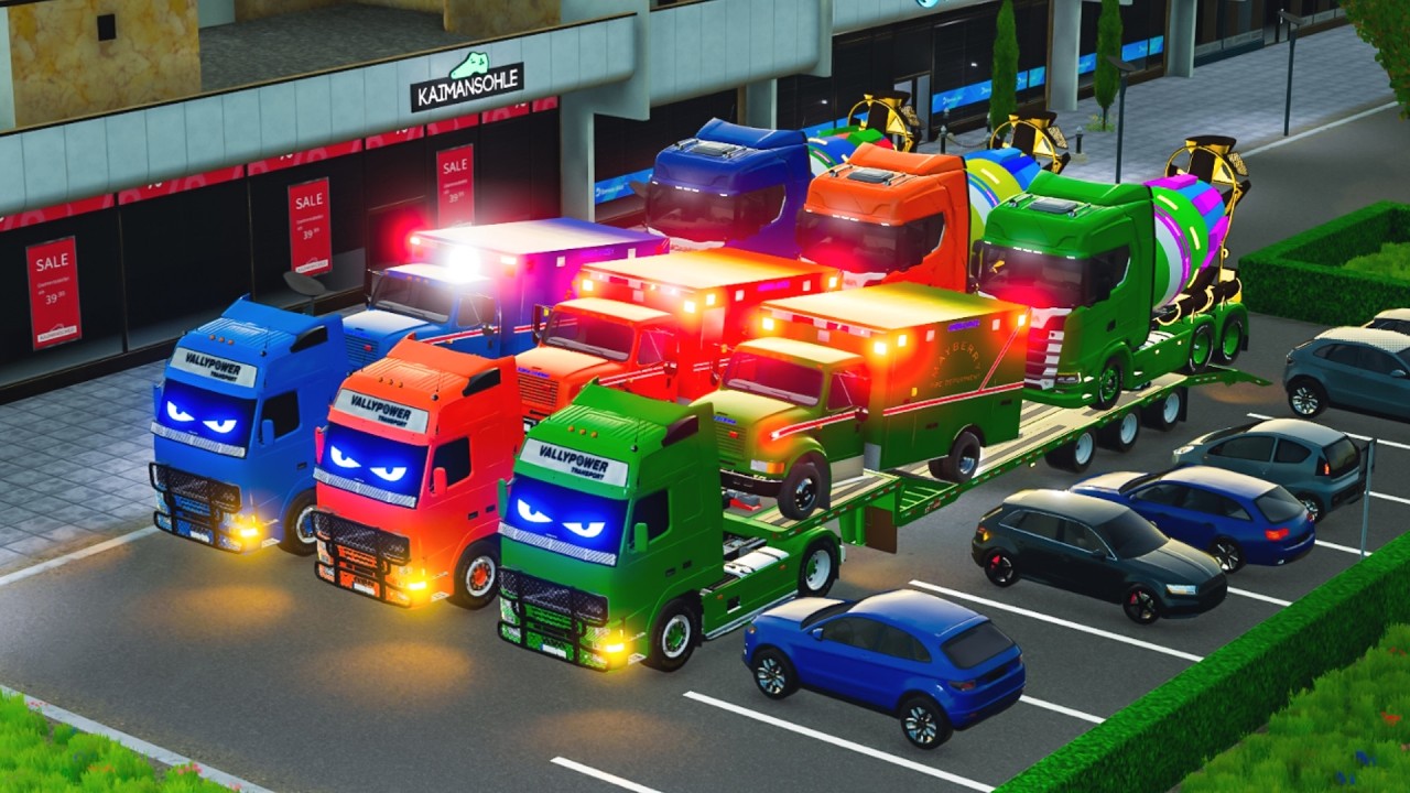 Красочный гигантский автобетоносмеситель для доставки | Грузовик с глазами FS22