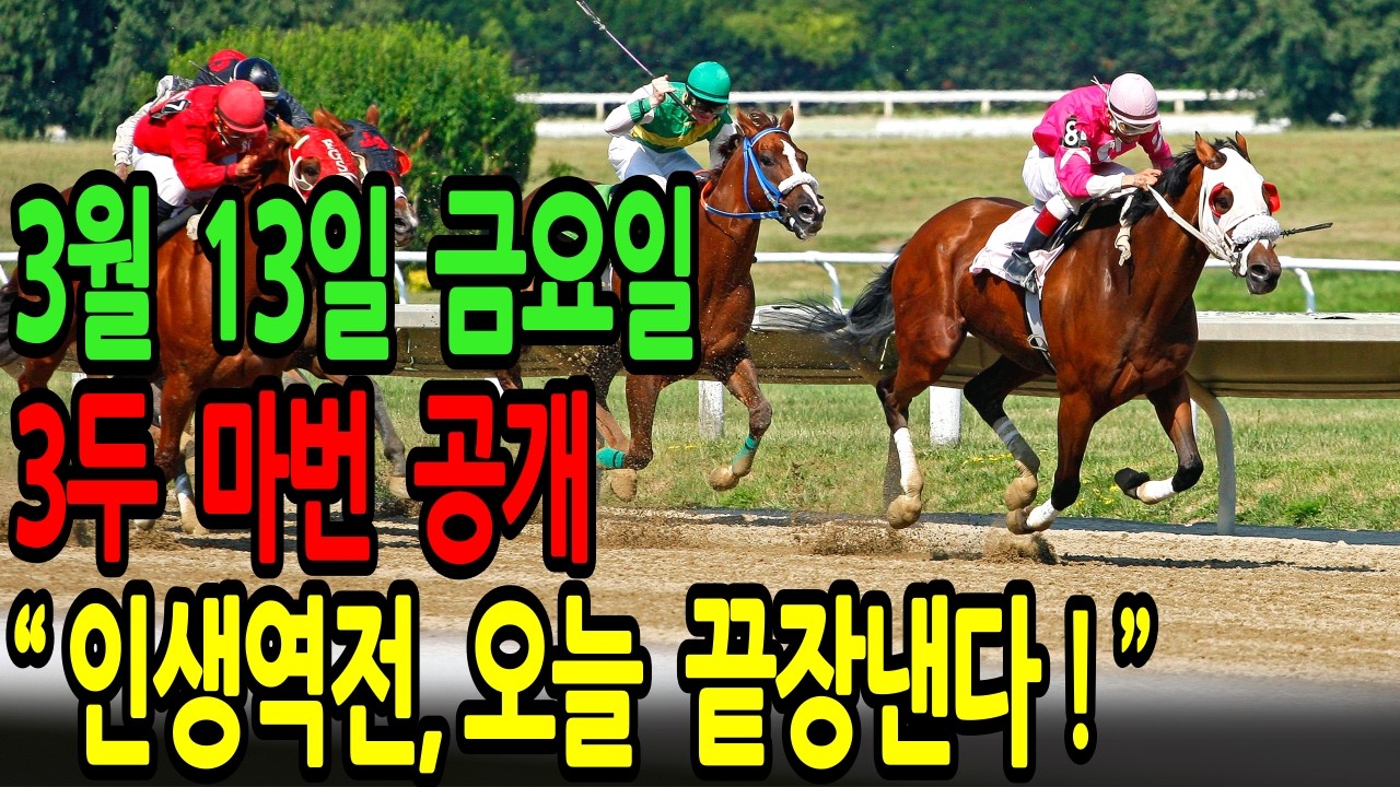 3월 13일 금요일 경마~"배당판 뒤집을  인생 역전을 현실로 만들 끝장 복병마의 정체는??"ㅣ승전경마 전문가의 이변 포착 l 경마 l 경마예상 l 코리아레이스  ㅣ경마정보