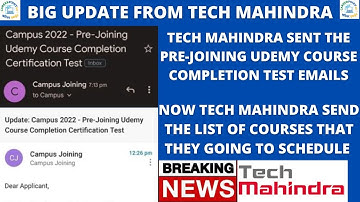 BIG UPDATE FROM TECH MAHINDRA |  TM COURSE EMAIL | TECH MAHINDRA ALSO SENT LIST OF COURSES FOR TEST