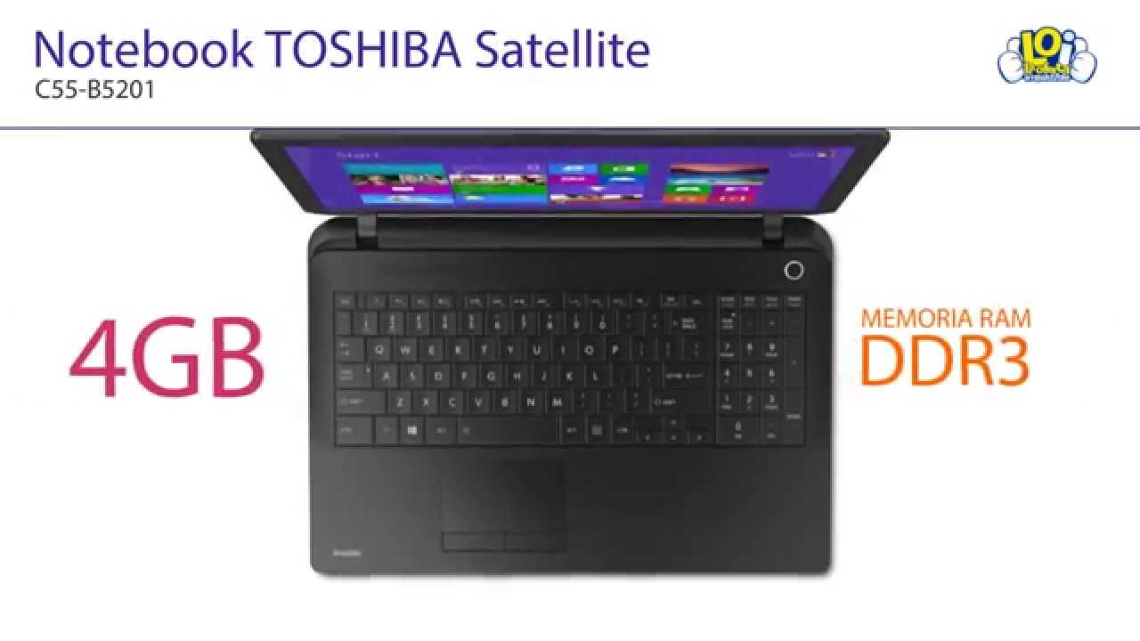 LOI Notebook Toshiba Satellite 15,6' 500GB WIN 8 DVD C55B5201 YouTube