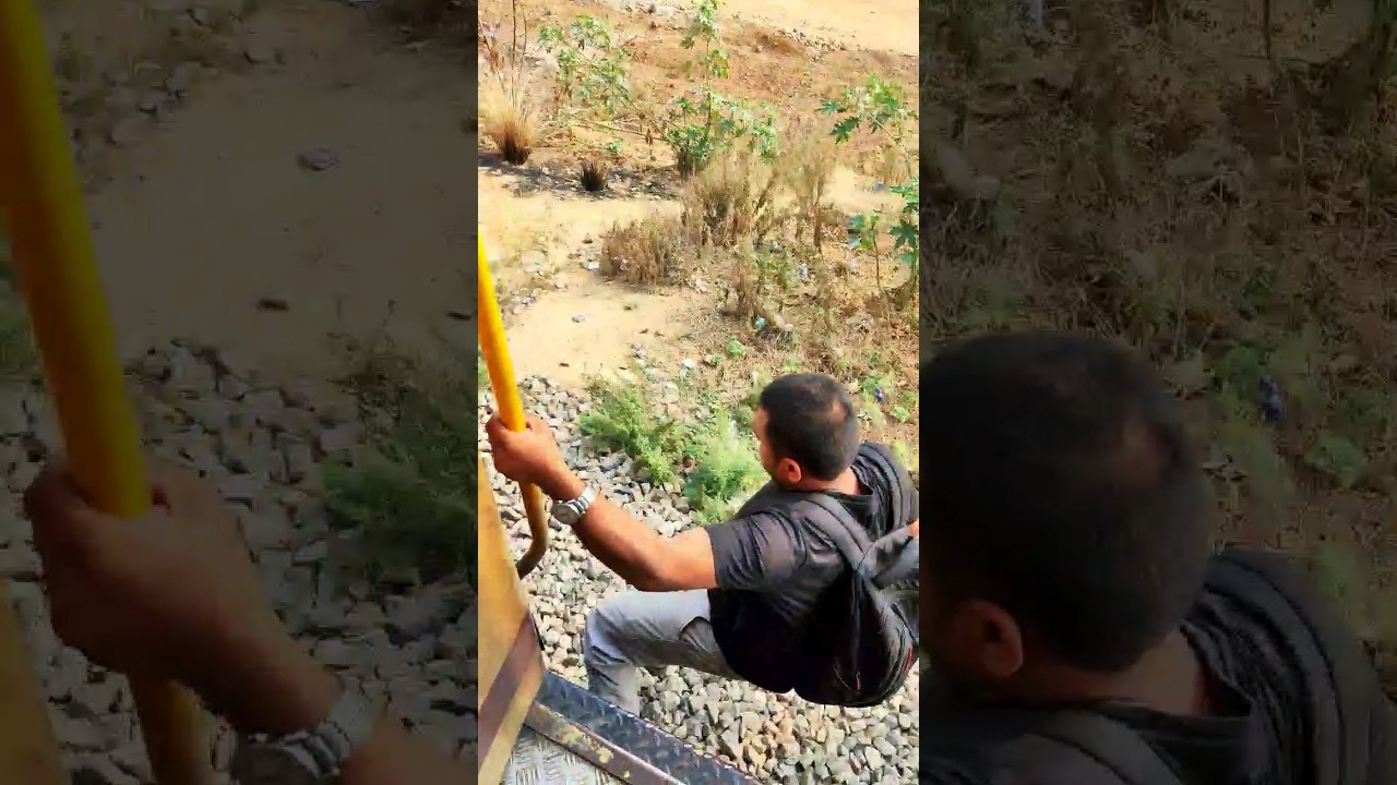 Dangerous! Crazy man jump from running train 🤪 😳  