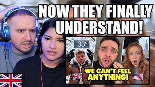 Couple From The UK Reacts to Brits Experience American Winters For The First Time!