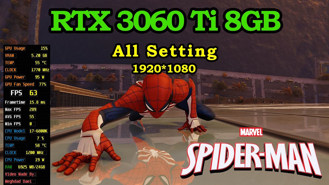 Marvels SpiderMan Remastered RTX 3060 Ti 8GB All Setting FPS & Game play & Benchmark