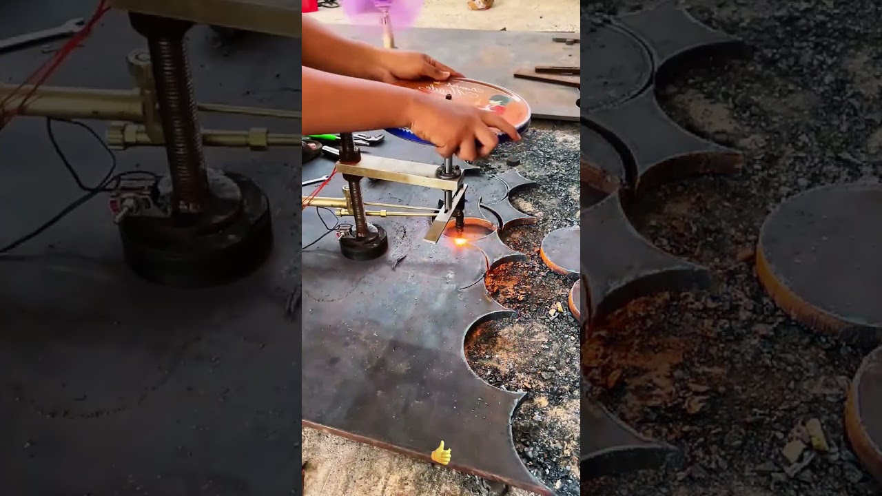 Cutting process of steel plates into circular shapes using gas cutting tools