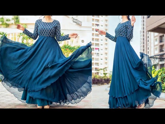How to stitch designer fancy heavy full long Maxi. - YouTube