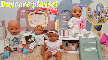 Baby doll Daycare Morning Routine in New Daycare Center play set baby doll videos