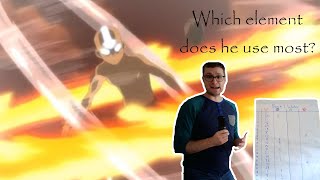 How many times does Aang bend each element?