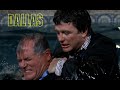 Dallas  jr and bobby fight in the southfork pool