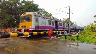 Local Train Cross Over The Railgate No One Was There In Rainy Weather Beautiful Train Of India