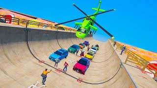 Batman SpiderMan Super Challenge Ramp Cars SUVs and other Super Heroes GTA V ! Новый Бэтман, Гонки !