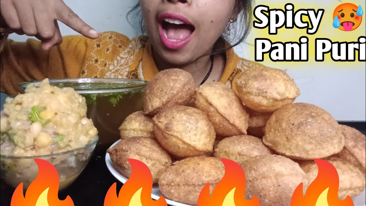 Eating unlimited Pani Puri challenge 🥵 spicy pani puri 😋 mukbang video, big bite 😋