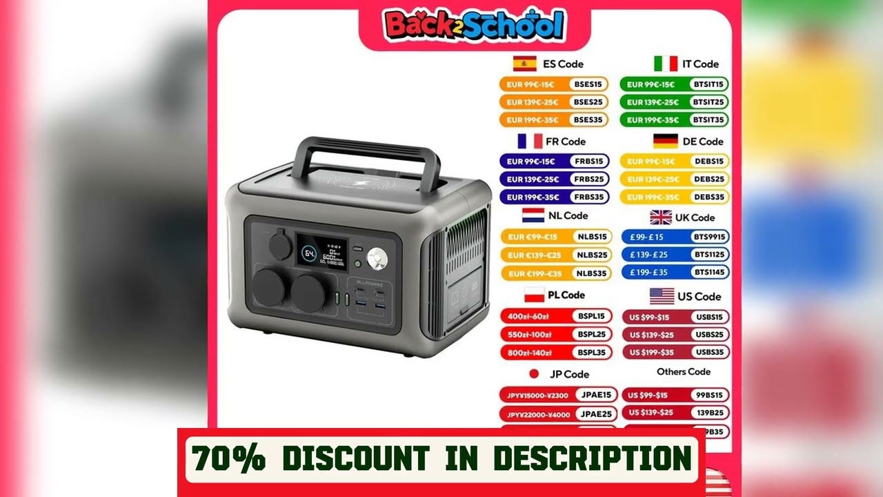 A must-have product! ALLPOWERS Portable Power Station R600, 299Wh LiFeP04 Battery with 2x 600W (12