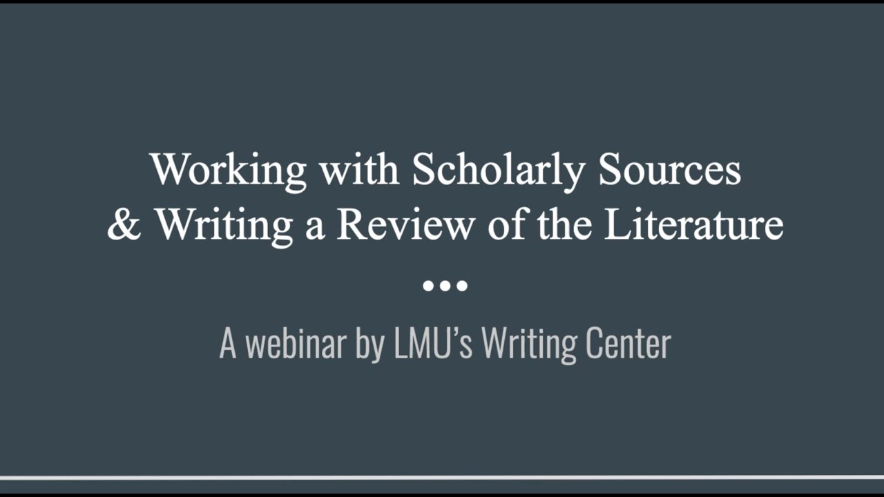 Literature Review Webinar - YouTube