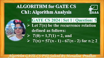 GATE CS 2024 | Set 2 | Question: 5 Let 𝑇(𝑛) be the recurrence relation defined as follows:𝑇(0) = 1,
