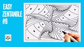 SIMPLE and Easy Zentangle #9 : satisfying spiral optical illusion doodle drawing with dots and lines