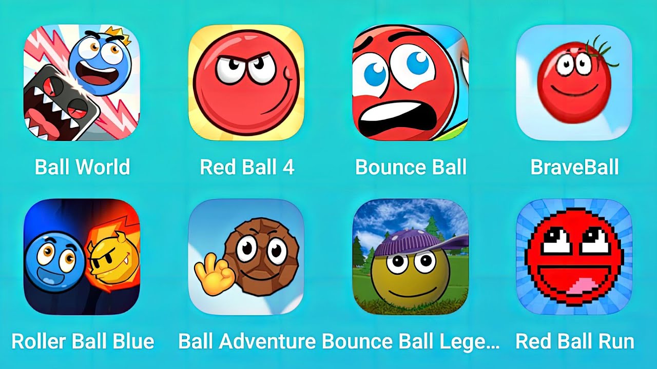 Ball WOrld, Red Ball 4, Bounce Ball, Brave Ball, Roller Ball Blue and More Red Ball Games