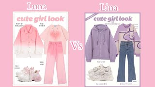 lina vs luna dress up make-up #aesthetic #explore #korea #youtubeshorts #luna #vs #girl