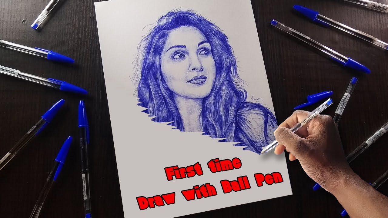 First time Draw with Ball Pens🤩 | How to draw with Ball Pen - YouTube