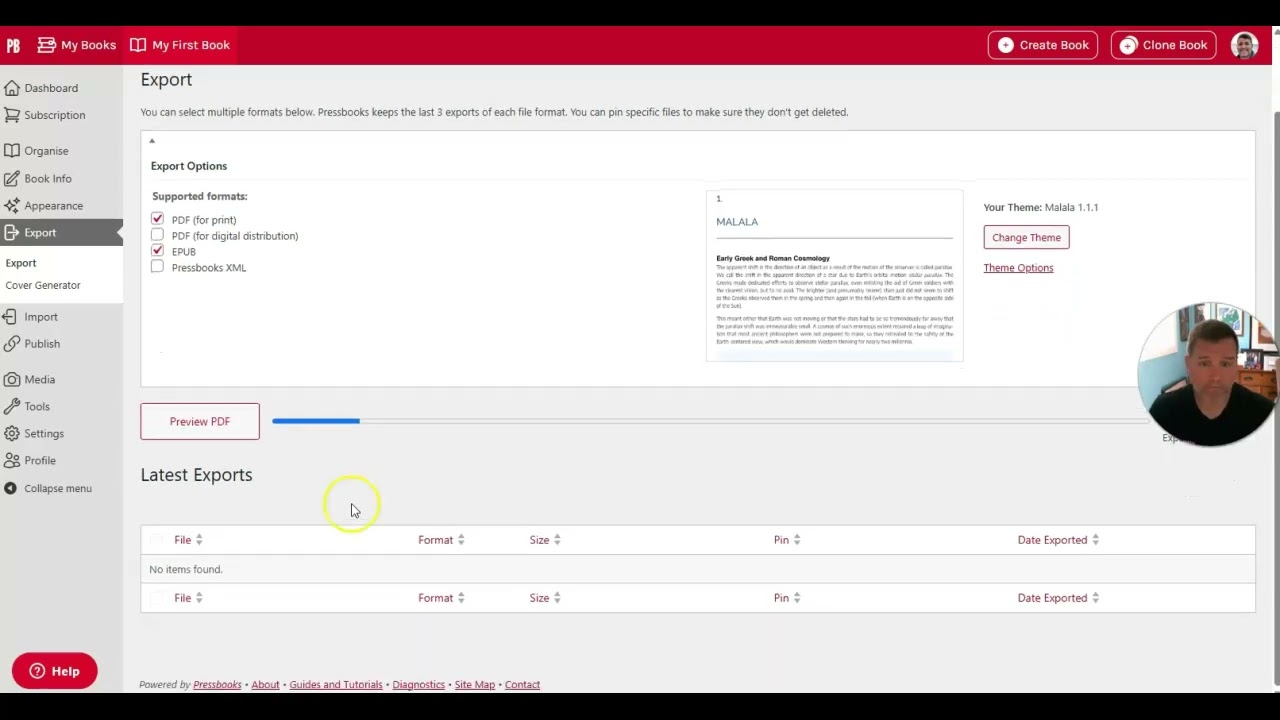 Create EPUB and PDF exports using Pressbooks Self-Publisher