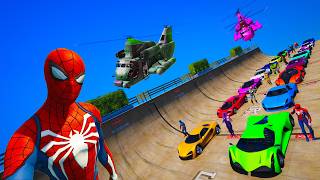 GTA 5 Double Ramp - Duas equipes de Super-heróis tentam descer uma rampa em alta velocidade
