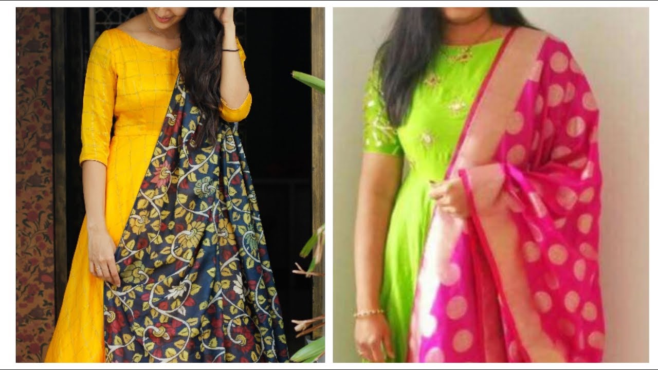 Heavy dupatta setting style with suit,Plain kurti with contrast colour ...