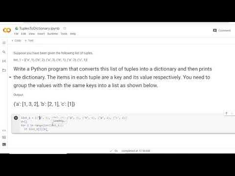 Convert list of tuples into a dictionary (Python) - YouTube