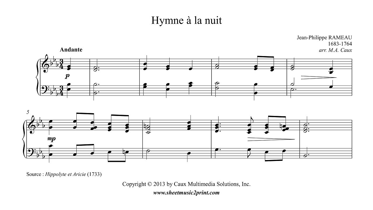 Rameau : Hymne à la nuit - Piano 