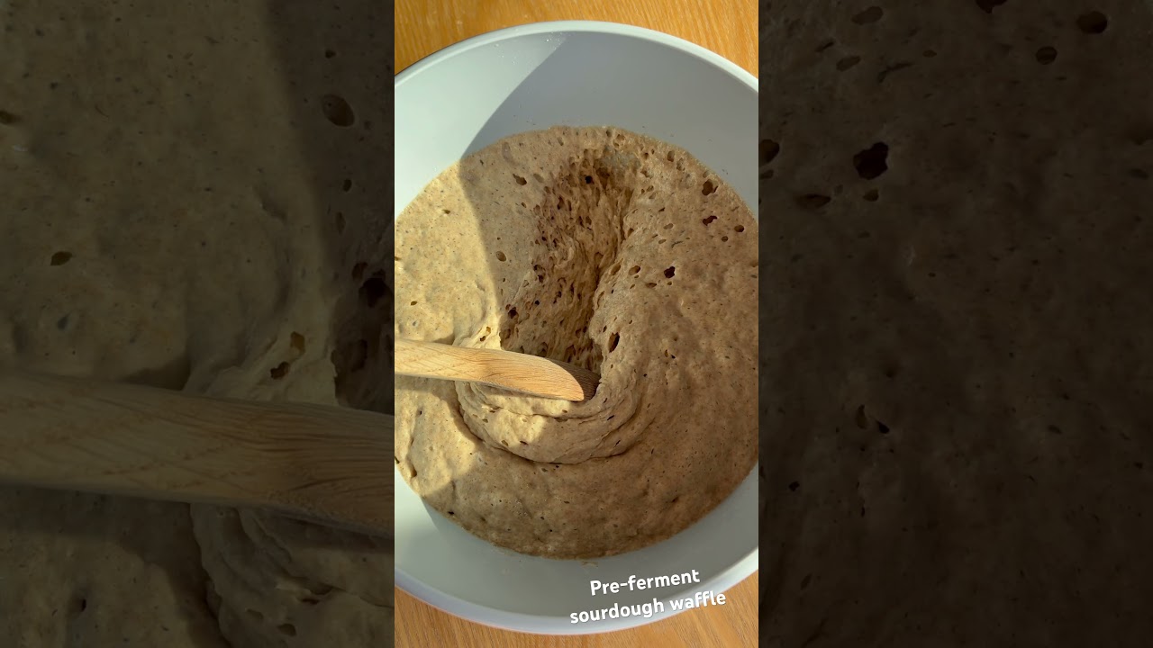 Pre-ferment sourdough waffle 🧇 100% wholemeal rye flour