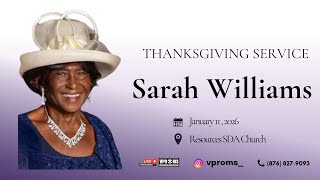 Service of Thanksgiving for the life of Sarah Williams