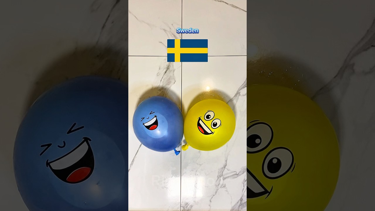 Colourful flag balloon pop reverse 