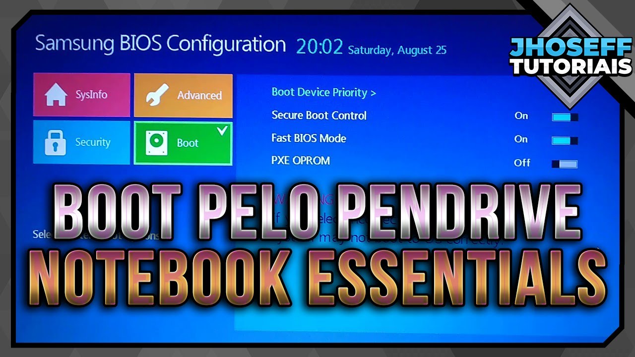 Como Dar Boot Pelo Pendrive No Notebook Samsung Essentials Configurando A BIOS YouTube