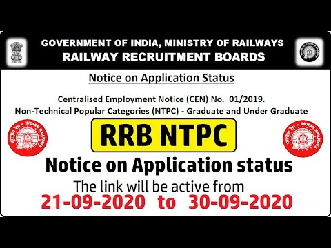 RRB NTPC || CEN 01/2019 || Notice on Application Status ||