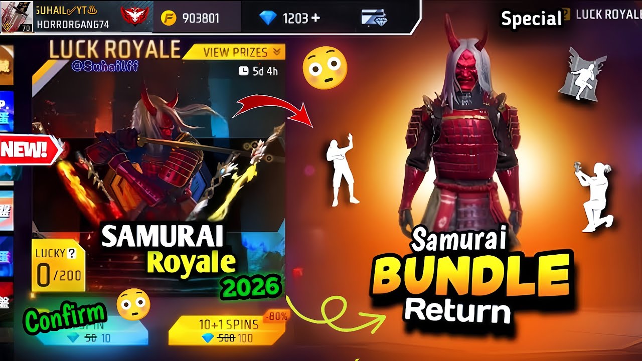 Samurai Bundle Return Confirm 😳🔥 | Free Fire classic jazz pent return | ff upcoming events tomorrow 