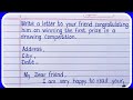 Congratulations letter/Congratulation letter to your friend/Write a letter to your friend