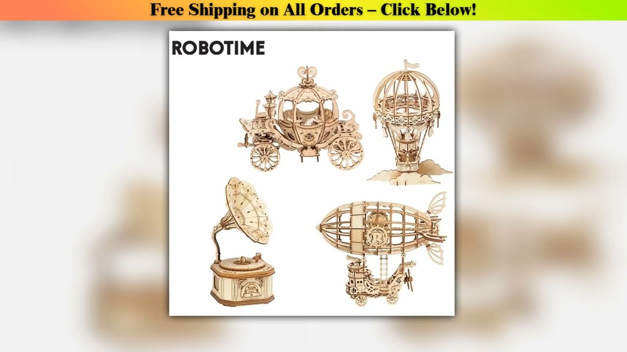 Robotime New Arrival DIY 3D Gramophone Box,Pumpkin Cart Wooden Puzzle Game Assembly Popular Toy
