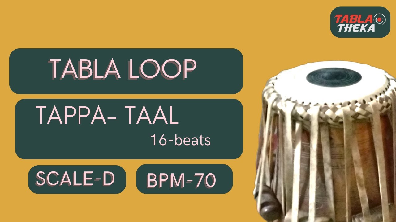 Tappa Taal: 16 Beats 👉Tabla Loops 👉Mastery at BPM 70 (Scale D)
