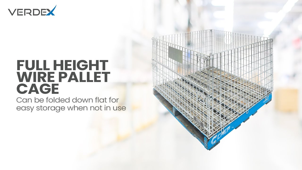 Full Height Wire Pallet Cage by Verdex - YouTube